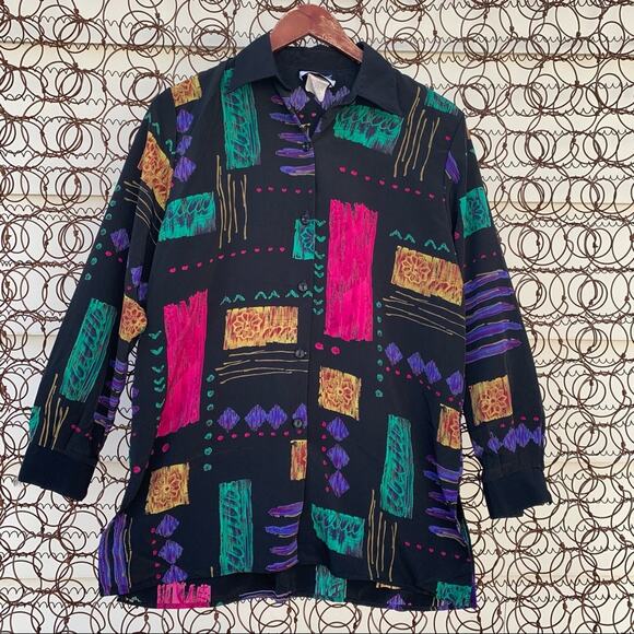 Vintage Caliche Collection abstract geometric button down blouse - Picture 1 of 6